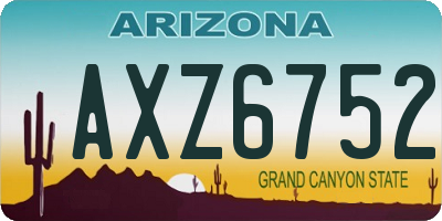 AZ license plate AXZ6752
