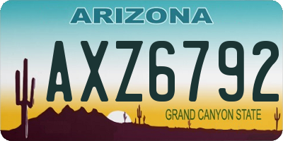 AZ license plate AXZ6792