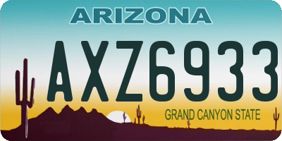AZ license plate AXZ6933