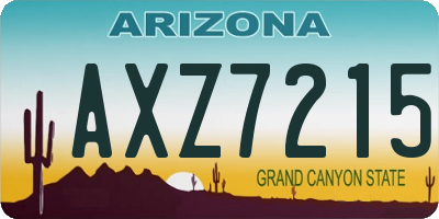 AZ license plate AXZ7215