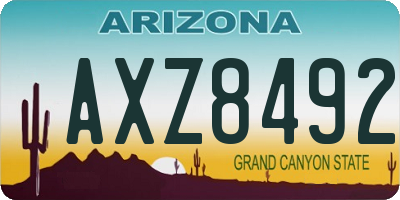AZ license plate AXZ8492