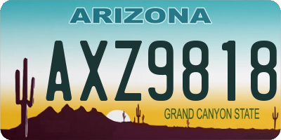 AZ license plate AXZ9818