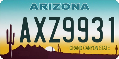 AZ license plate AXZ9931