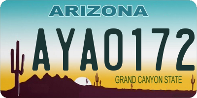 AZ license plate AYA0172
