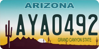 AZ license plate AYA0492