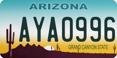 AZ license plate AYA0996