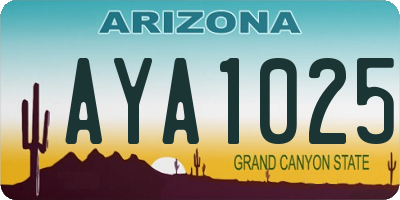 AZ license plate AYA1025
