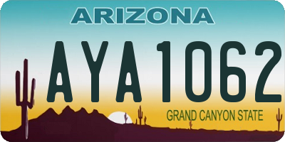AZ license plate AYA1062