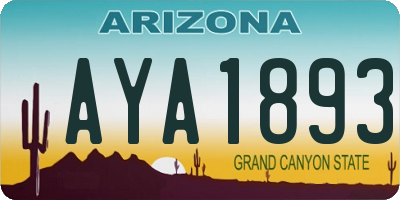 AZ license plate AYA1893