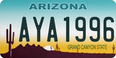 AZ license plate AYA1996