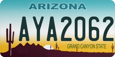 AZ license plate AYA2062