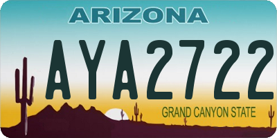 AZ license plate AYA2722