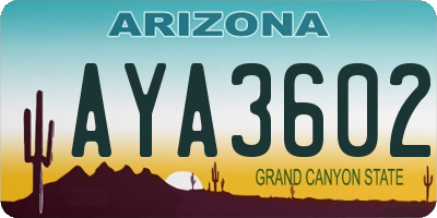 AZ license plate AYA3602