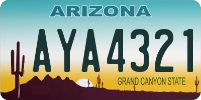 AZ license plate AYA4321