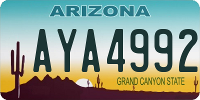 AZ license plate AYA4992
