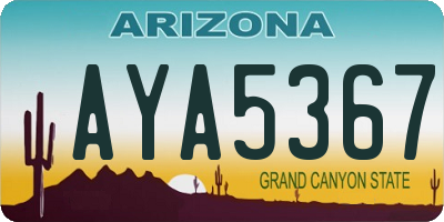 AZ license plate AYA5367