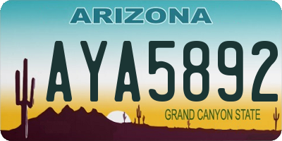 AZ license plate AYA5892