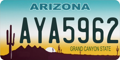 AZ license plate AYA5962