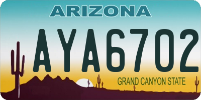 AZ license plate AYA6702