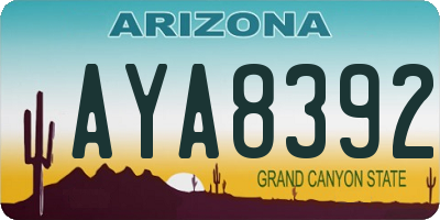 AZ license plate AYA8392