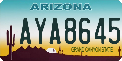 AZ license plate AYA8645
