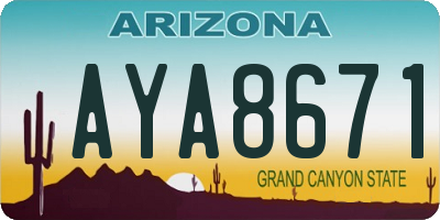AZ license plate AYA8671