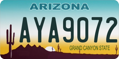 AZ license plate AYA9072