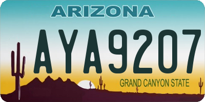 AZ license plate AYA9207