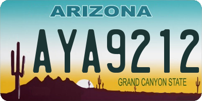 AZ license plate AYA9212