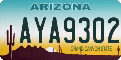 AZ license plate AYA9302