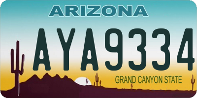 AZ license plate AYA9334