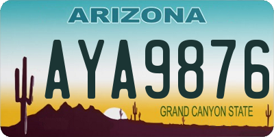 AZ license plate AYA9876