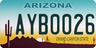 AZ license plate AYB0026