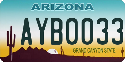 AZ license plate AYB0033