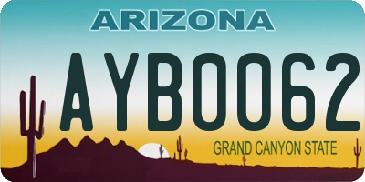 AZ license plate AYB0062