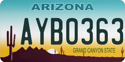 AZ license plate AYB0363