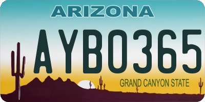 AZ license plate AYB0365