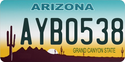 AZ license plate AYB0538