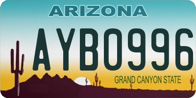 AZ license plate AYB0996