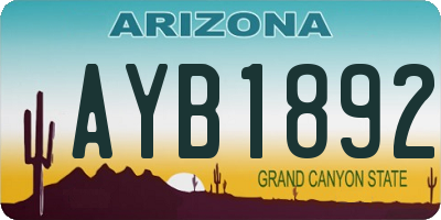 AZ license plate AYB1892
