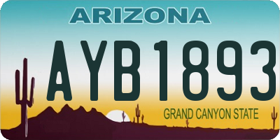 AZ license plate AYB1893