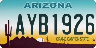 AZ license plate AYB1926