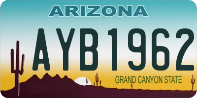 AZ license plate AYB1962