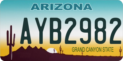 AZ license plate AYB2982