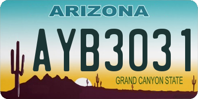 AZ license plate AYB3031