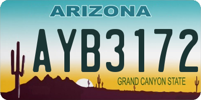 AZ license plate AYB3172