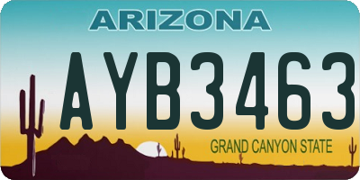 AZ license plate AYB3463