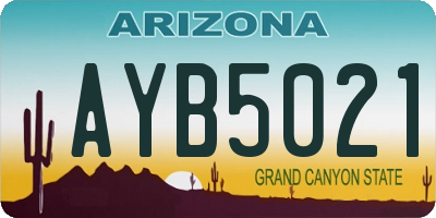 AZ license plate AYB5021