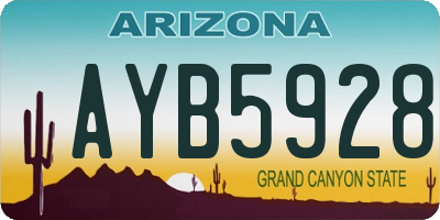 AZ license plate AYB5928