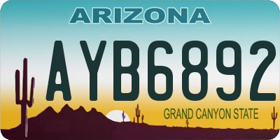 AZ license plate AYB6892